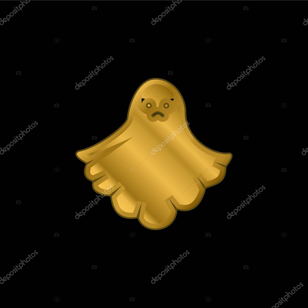 Angry Ghost gold plated metalic icon or logo vector