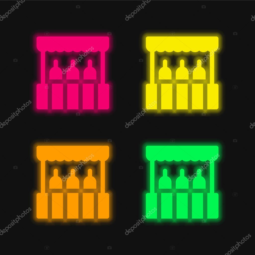 Booth four color glowing neon vector icon