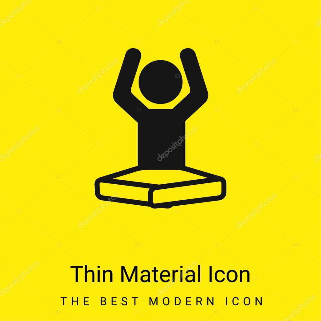 Boy On Lotus Position Flexing Arms minimal bright yellow material icon