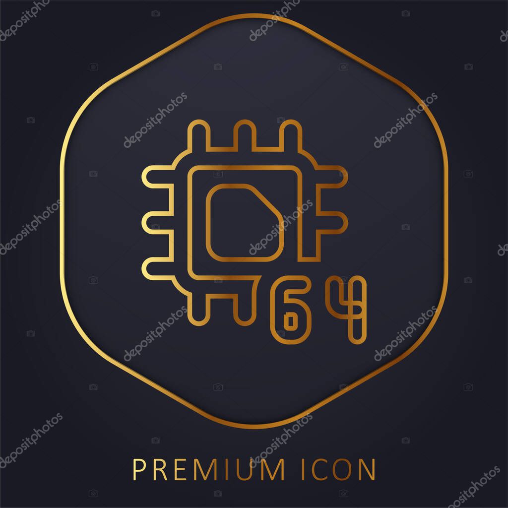 64 Bit golden line premium logo or icon