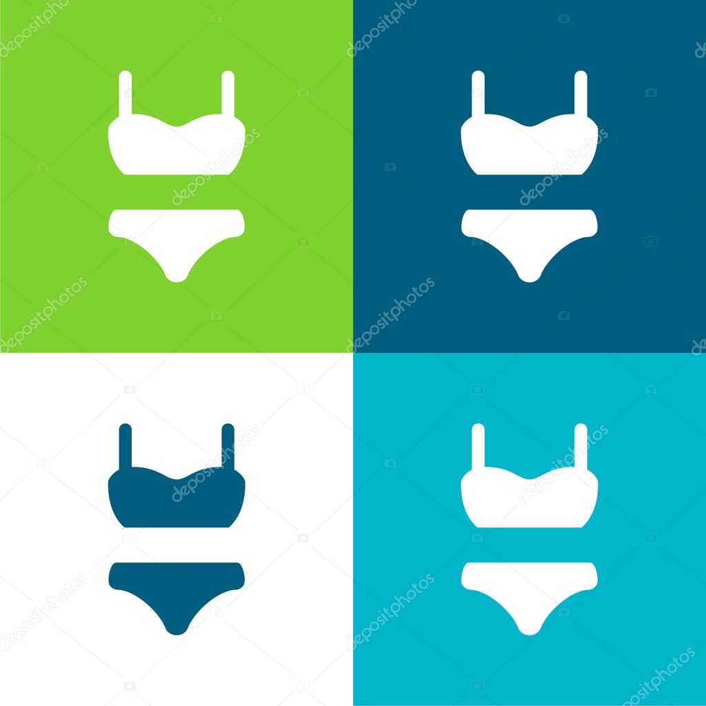 Bikini Suit Flat four color minimal icon set