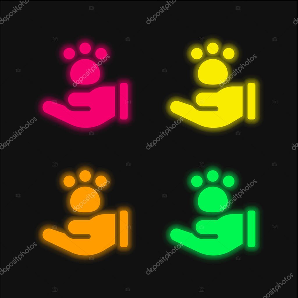 Animal four color glowing neon vector icon