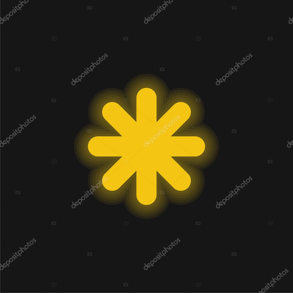 Asterisk Black Star Shape yellow glowing neon icon
