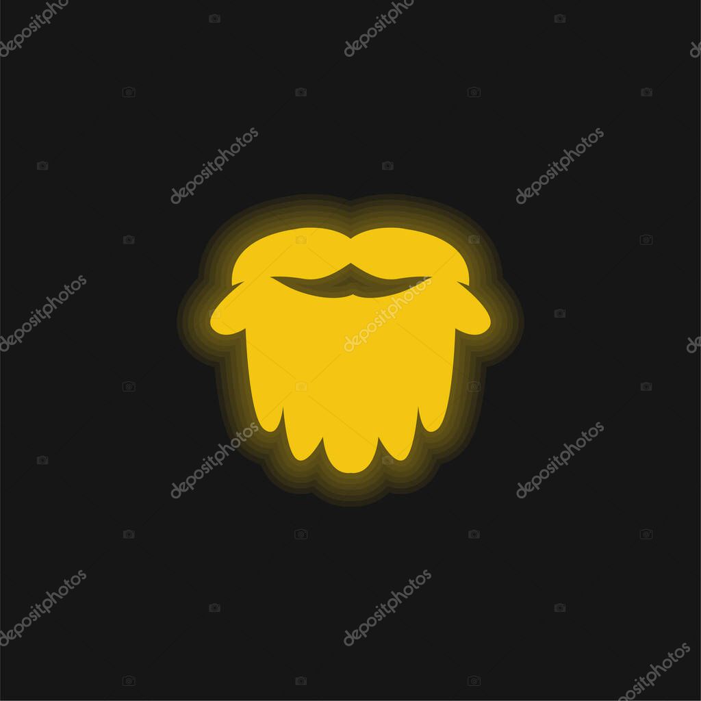 Beard yellow glowing neon icon