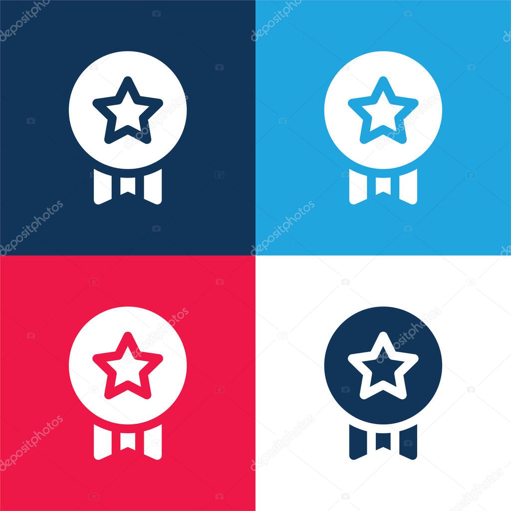 Badge blue and red four color minimal icon set