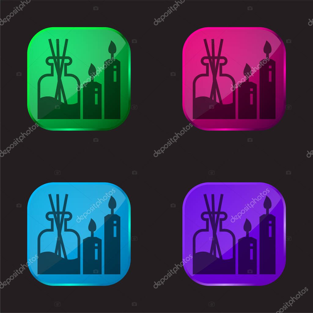 Aromatherapy four color glass button icon