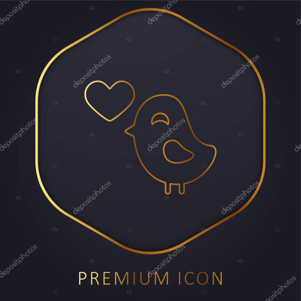 Bird In Love golden line premium logo or icon