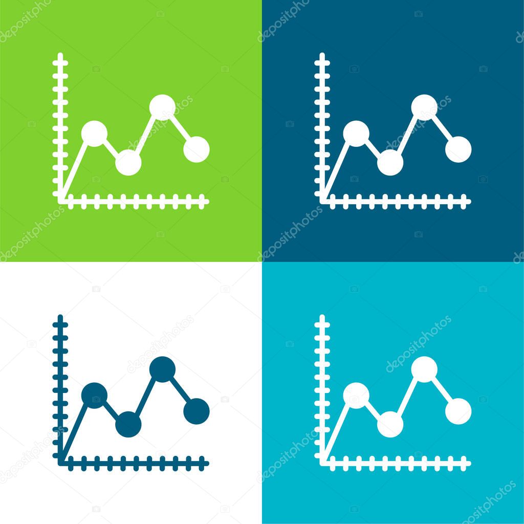 Analytics Flat four color minimal icon set