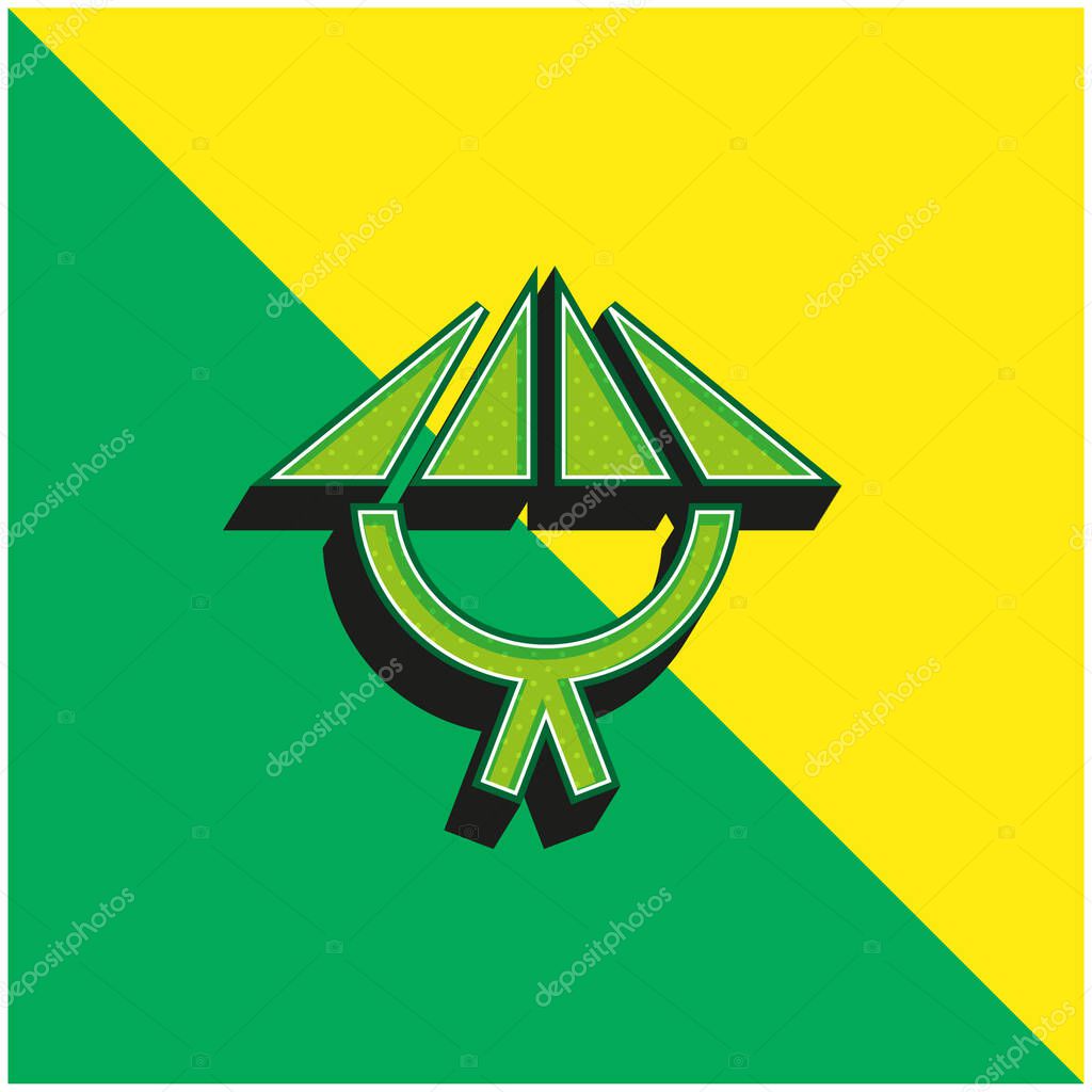 Bamboo Hat Green and yellow modern 3d vector icon logo