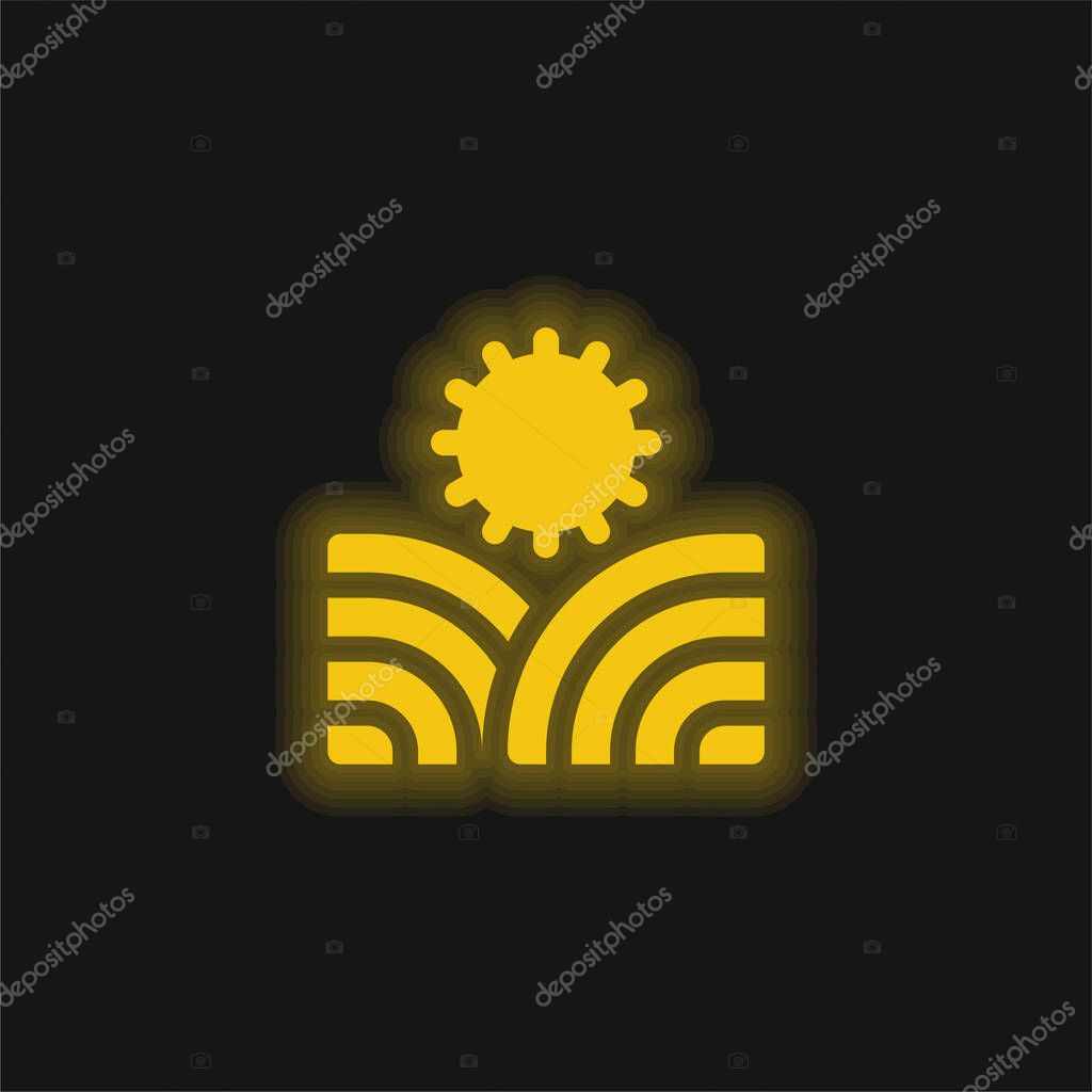 Agriculture yellow glowing neon icon