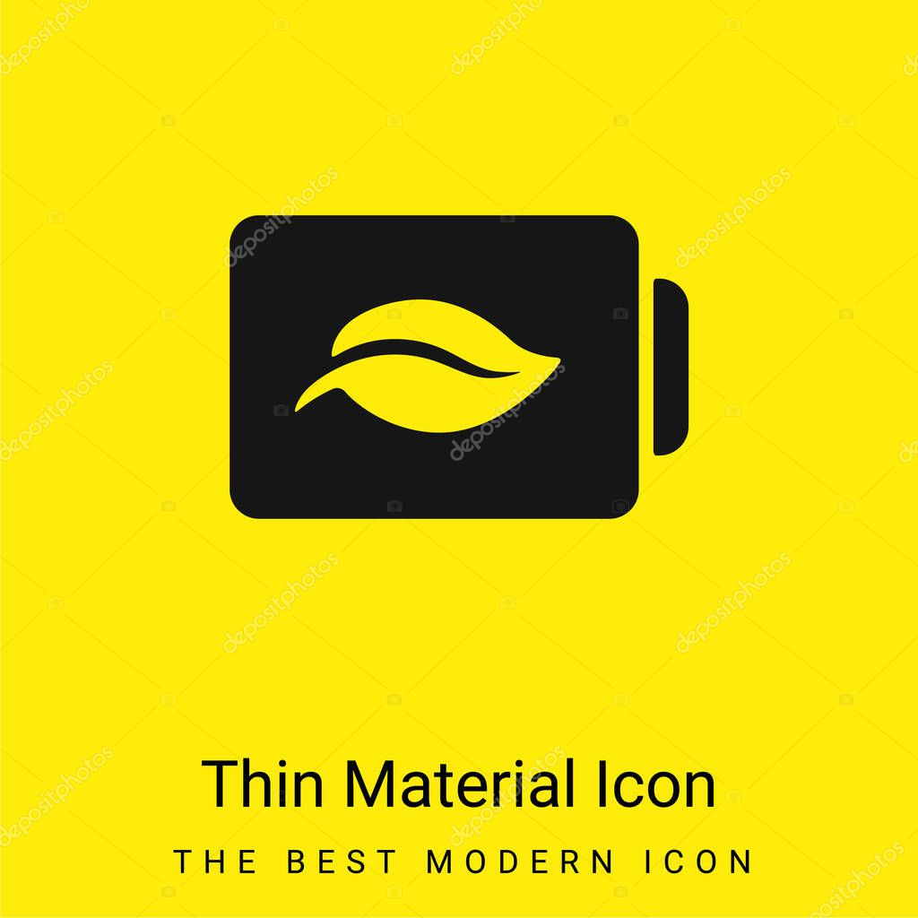 Battery Status Symbol With A Leaf minimal bright yellow material icon
