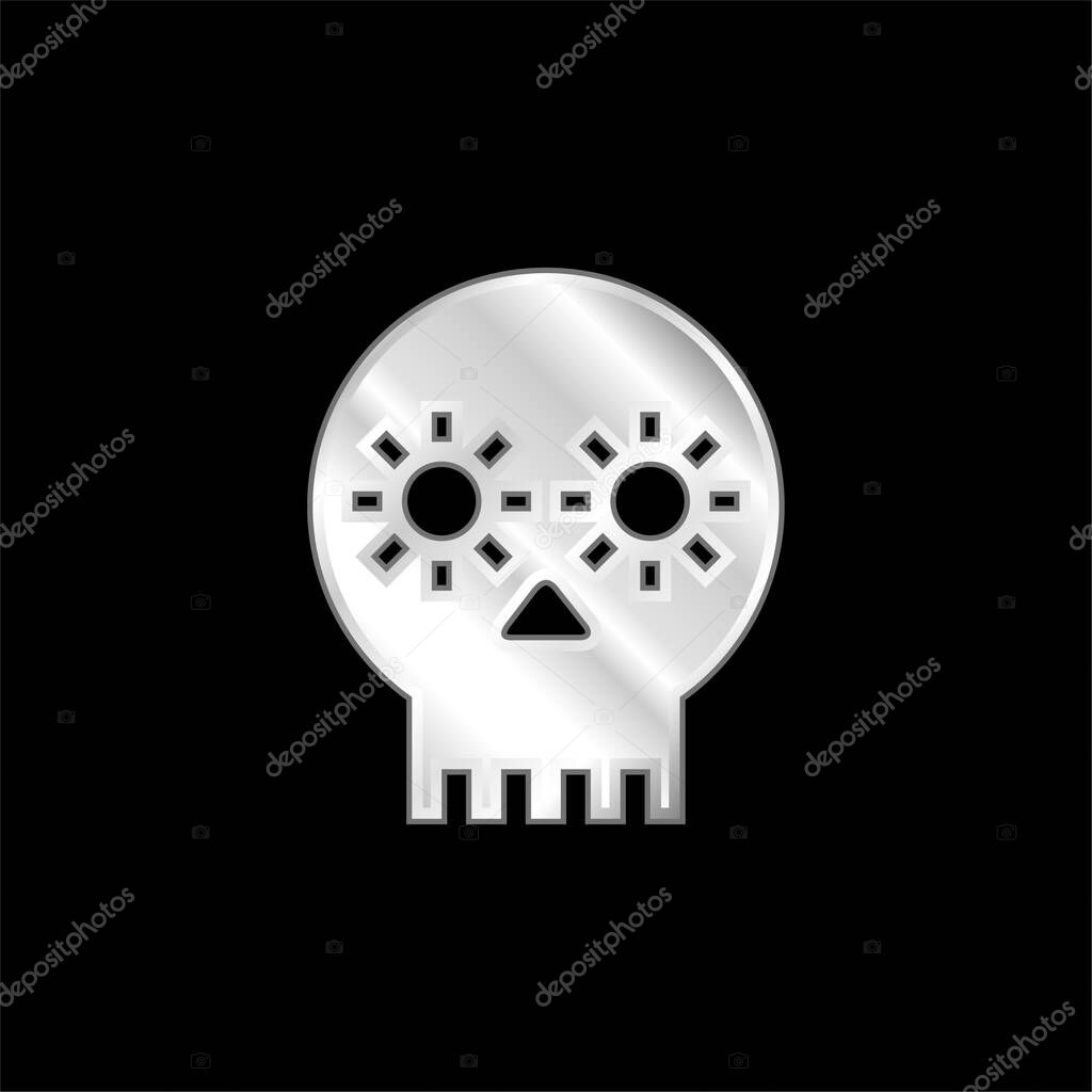 Artisanal Skull Of Mexico silver plated metallic icon