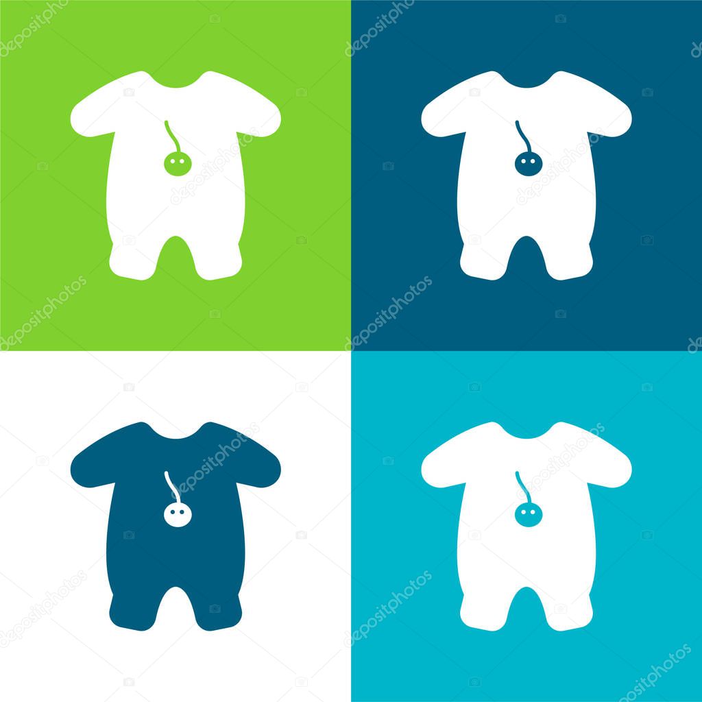 Baby Outfit With Cartoon Design Flat four color minimal icon set
