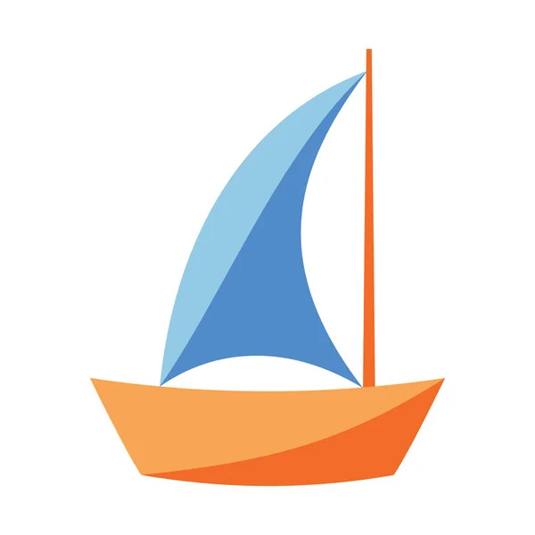 Segla båt yacht platt vektor illustration. Färgglada isolerade segelbåt på vit bakgrund. Enkel design av nautisk logotyp. Marin ikon. Havssemester. Yacht regatta sport clipart. Segling ras — Stock vektor