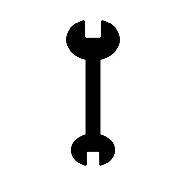 Wrench tool isolated on white background vector. Black silhouette. Repair tool box item. Plumbing hardware. Mechanic equipment. Renovation appliances. Build work element. Hardware store logo