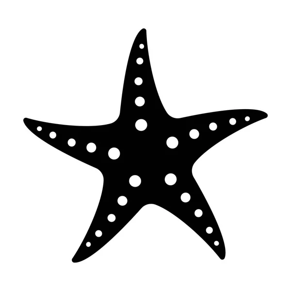 Silhouette noire et blanche étoile de mer vecteur isolé sur fond blanc. Éléments de clip de dessin animé Sea Star. Icône sous-marine. Logo Sea Life. Vacances tropicales d'été. Plage. Aquarium. Objet bord de mer — Image vectorielle