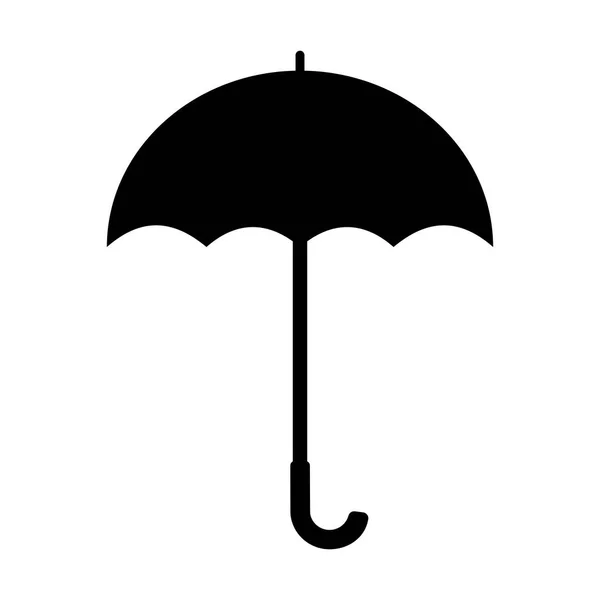 Silhueta guarda-chuva preto objeto isolado ilustração vetorial plana. Verão ou outono acessório de moda. Outono ícone previsão do tempo ou logotipo. Proteção contra chuva. Conceito de segurança — Vetor de Stock