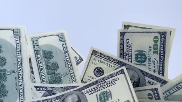 4k 100 dollar bills moving and waving. American money closeup. — Stock Video