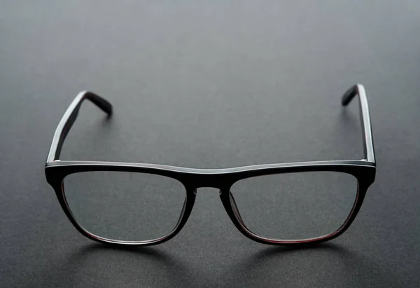 Stylish Men Glasses Black Frame Black Background Eyesight — Stock Photo, Image