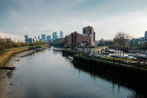 River Lea London Can See Canary Wharf London City Scape — Stock Photo, Image