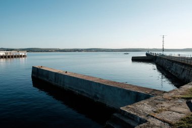 Weymouth stone pier. Tourism in England.