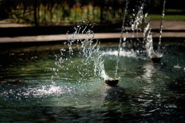 Water splash, fountain in Holland Park, London.