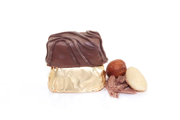 Chocolate praline on white background — Stock Photo, Image