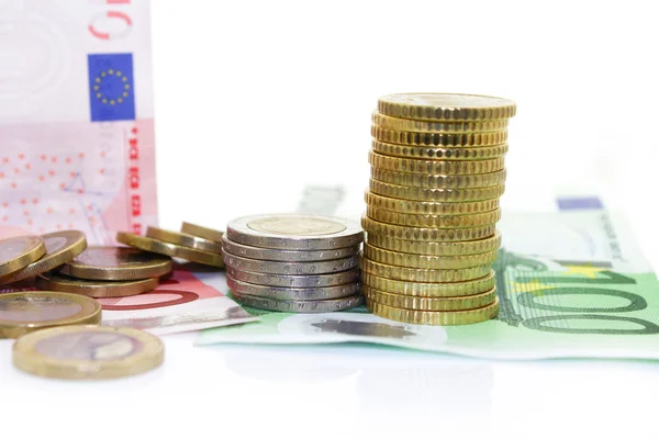 Euro coins and bank notes — Stock Photo, Image