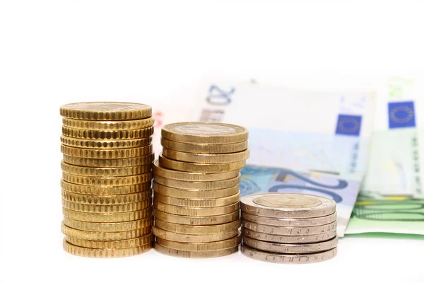 Euro coins and bank notes — Stock Photo, Image