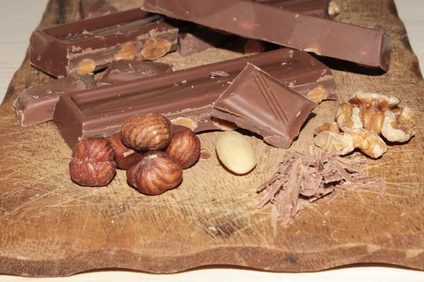 Chocolate wooden board — Stock Photo, Image