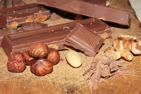 Chocolate wooden board — Stock Photo, Image