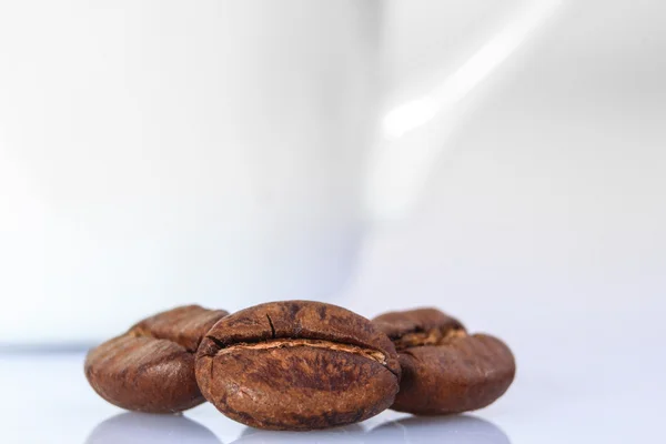 Kaffe bönor på vit bakgrund — Stockfoto