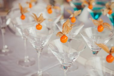 farklı kokteyller veya meyve ile süslenmiş longdrinks