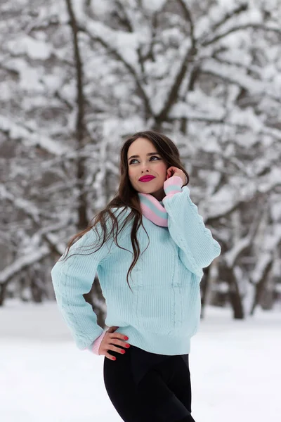 Atractiva Joven Mujer Invierno Aire Libre — Foto de Stock