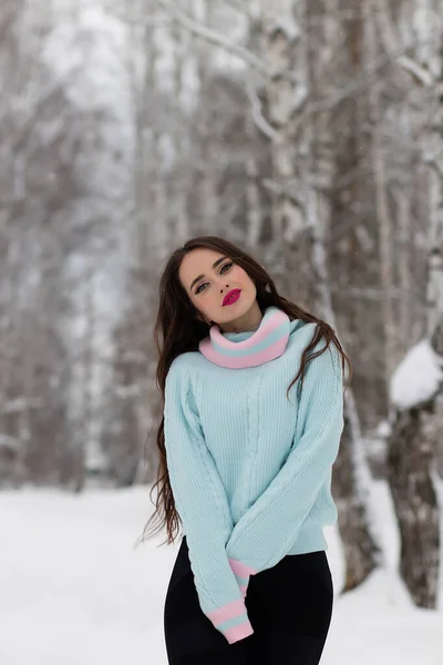 Atractiva Joven Mujer Invierno Aire Libre — Foto de Stock