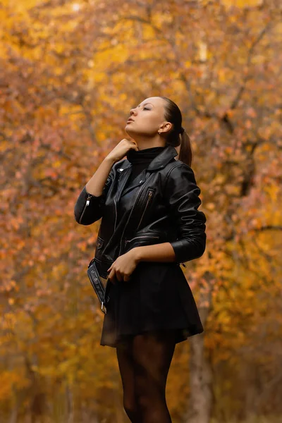 Seizoensgebonden Herfst Mode Moderne Jonge Vrouw Die Het Dragen Van — Stockfoto