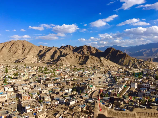 Aerial Shot Town Buildings Landscape Ladakh India — Stock Photo, Image