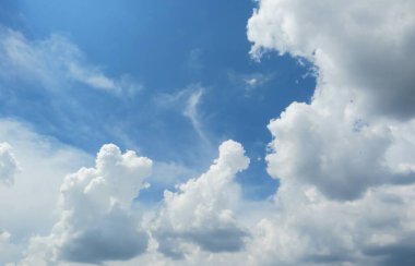 Güzel kabarık bulutlu mavi gökyüzü arkaplanı