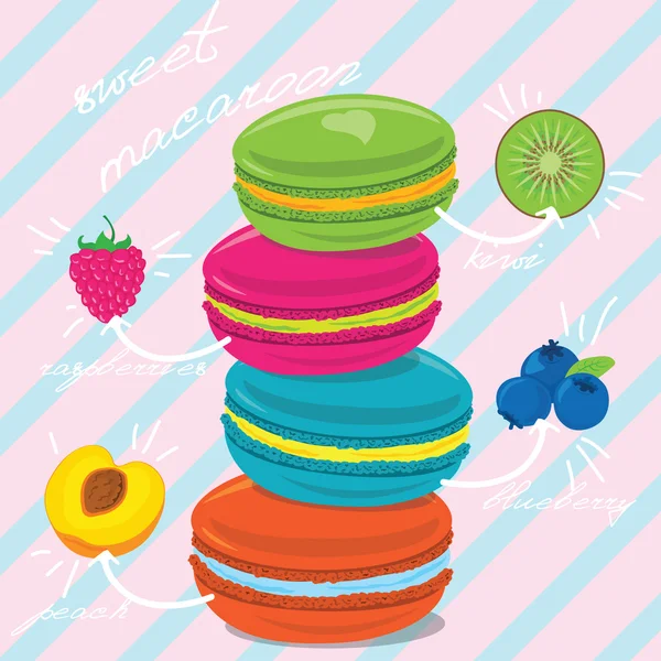 Sweet tasty macarons — Stock Vector