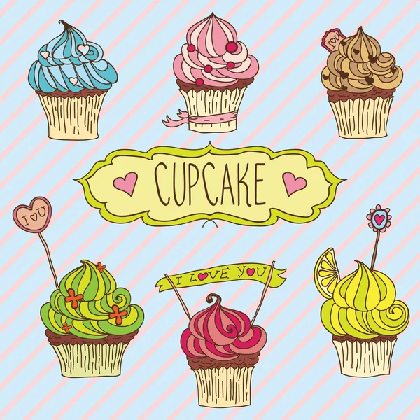 Heerlijke cupcakes afbeelding — Stockvector