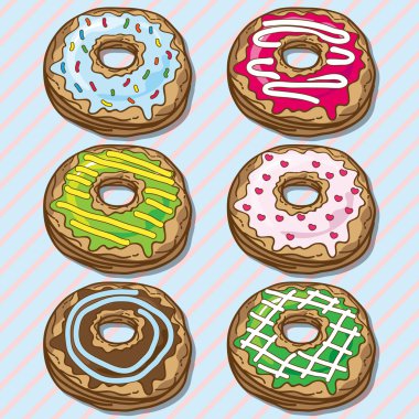 Lezzetli renkli lezzetli donuts vektör görüntü