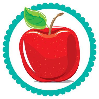 Yuvarlak bir çerçeve içinde lezzetli lezzetli Kırmızı elma