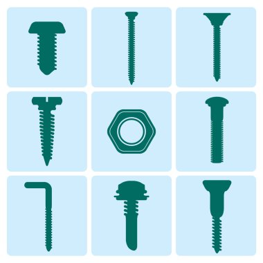 4 tek renkli vida simgelerin vektör ayarla