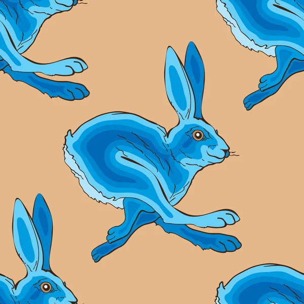 Μπλε τρέχοντας κουνέλι - διάνυσμα μοτίβο εικόνα φόντου — Διανυσματικό Αρχείο
