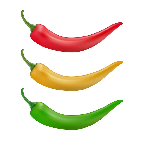 Hot Chilly Pepper Red Green Yellow Vector — Stock Vector