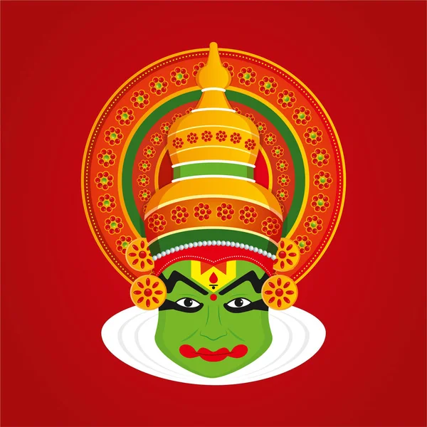 Kathakali Cara Vector Kerala Forma Arte Danza Festival Onam — Archivo Imágenes Vectoriales