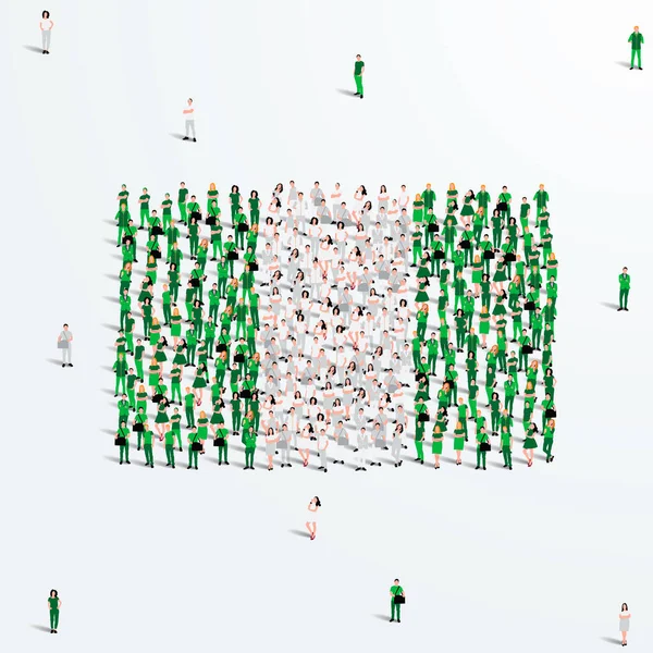 Nigeria Flag Large Group People Form Create Shape Nigerian Flag Stock Illustration