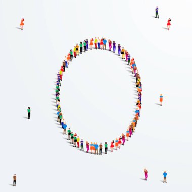 Sıfır numaralı formda geniş bir grup insan. Vektör illüstrasyonu