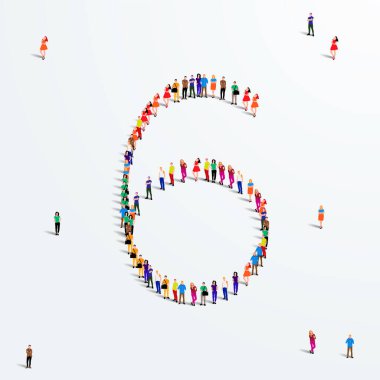 6 numaralı formda geniş bir grup insan. Vektör illüstrasyonu