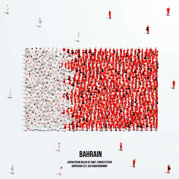 Bandiera Bahrein Gran Numero Persone Forma Creare Forma Della Bandiera — Vettoriale Stock